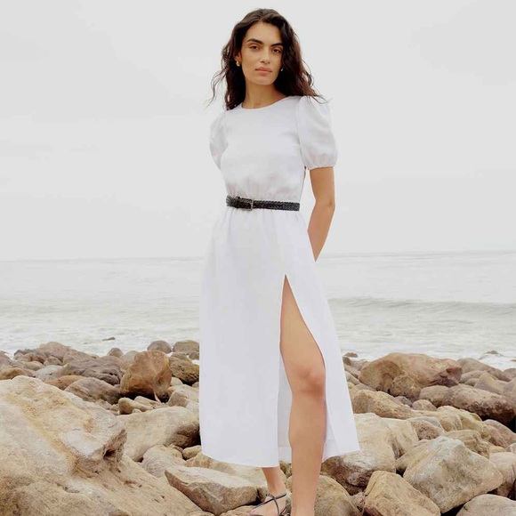 Reformation Anneliese Linen Dress in White - Picture 4 of 10